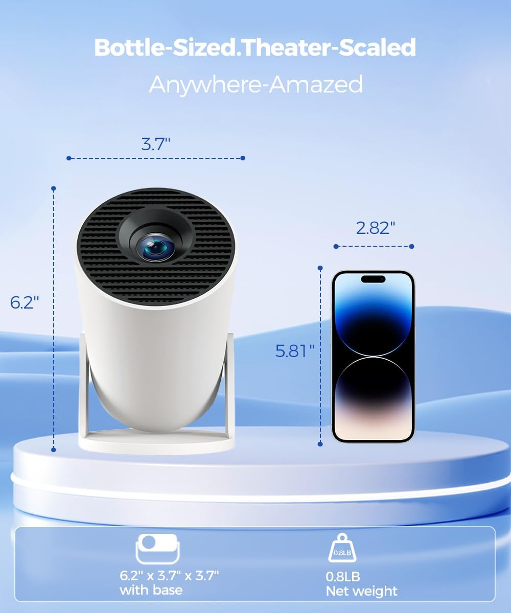 Magcubic Mini Beamer 4K Unterstützt Android 14, Smart Projector 5G WiFi 6 BT 5.4, Mini Projektor Full HD 1080P Unterstützt 200ANSI 8000L Auto Horizontal Trapezoid Correction (weiß)